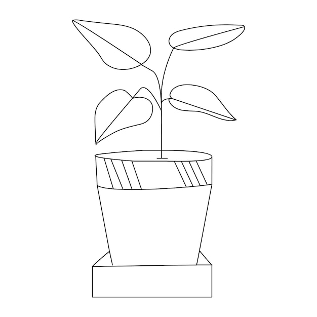 Continuous one line drawing tree plant growth progress single line vector art illustration