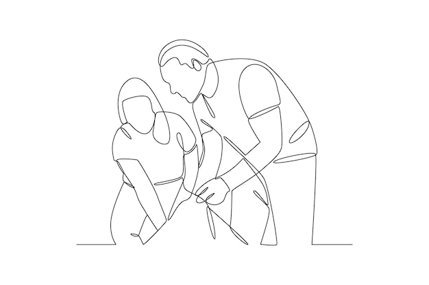 Continuous one line drawing Volunteer concept Doodle vector illustration