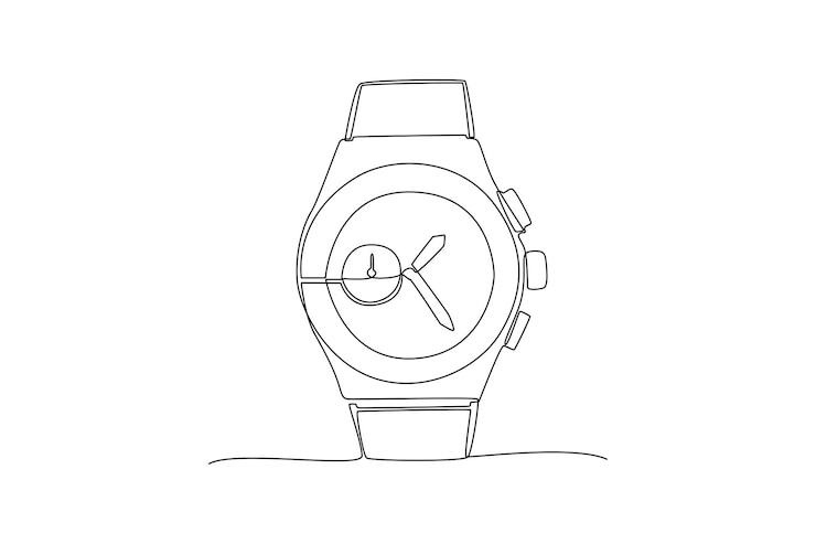 Vector continuous one line drawing watch concept doodle vector illustration