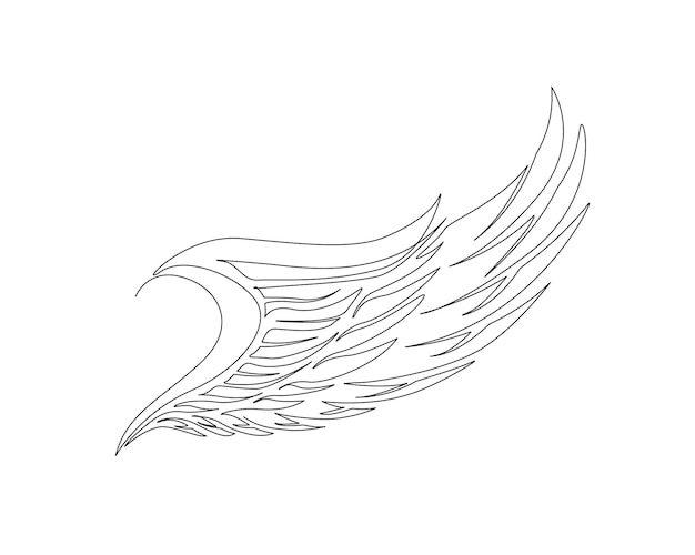 Vector continuous one line drawing of wing