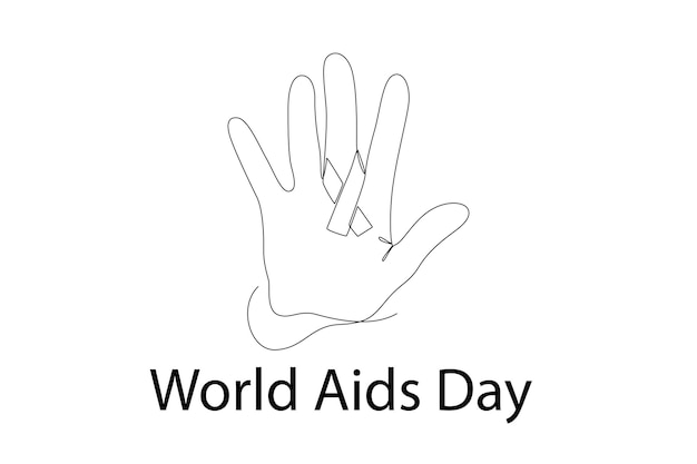 Continuous one line drawing World AIDS Day concept Aids Awareness icon design for poster banner tshirt Doodle vector illustration