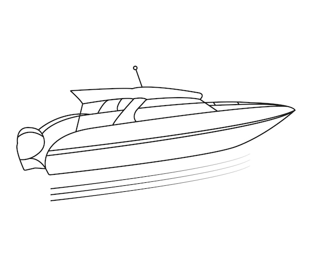 Continuous one line drawing of Yacht Boat line art drawing vector illustration Luxury boat hand draw