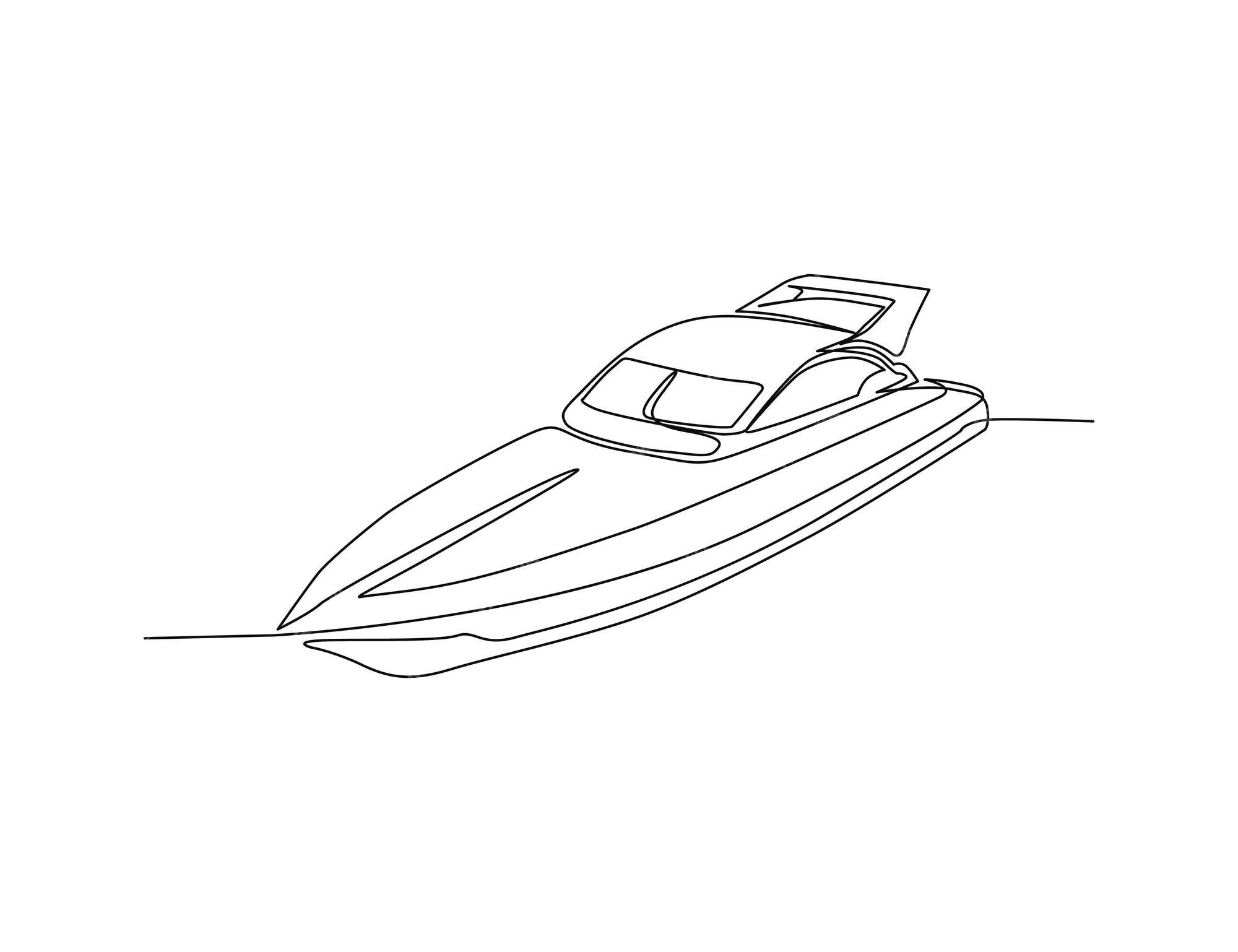 Modern line art speed boat illustration design Stock Vector Image