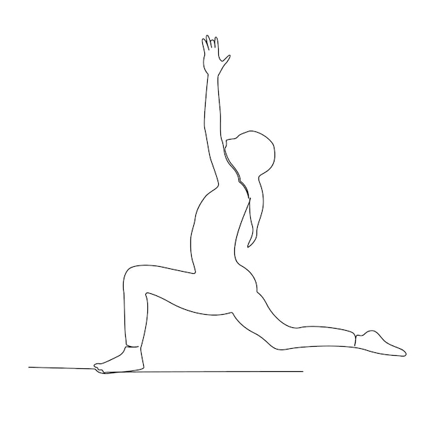 Disegno continuo di una linea in postura di yoga esercizio di design minimalista arte vettoriale e illustrazione