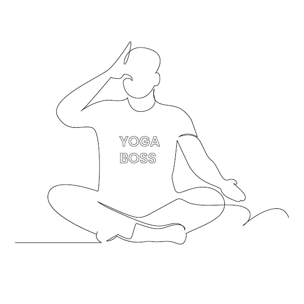 continuous one line drawing in yoga pose exercise minimalist design vector art and illustration