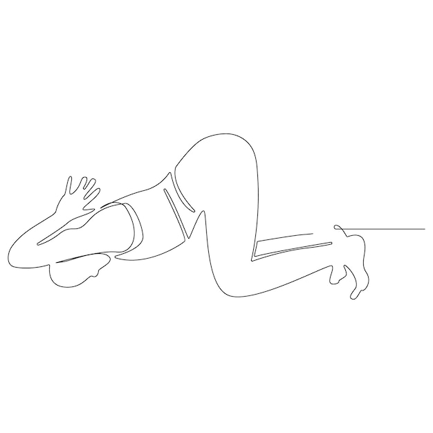 Vettore disegno continuo di una linea in postura di yoga esercizio di design minimalista arte vettoriale e illustrazione