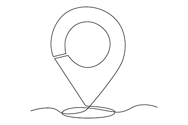 Непрерывная одна линия точка на карте Google и очертание местоположения векторная художественная иллюстрация