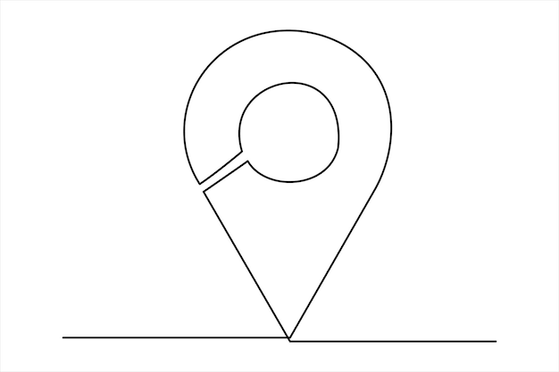 Continuous one line google map point and location outline vector art illustration