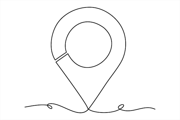 Непрерывная одна линия точка на карте Google и очертание местоположения векторная художественная иллюстрация