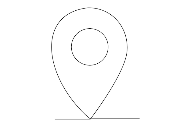 Continuous one line google map point and location outline vector art illustration