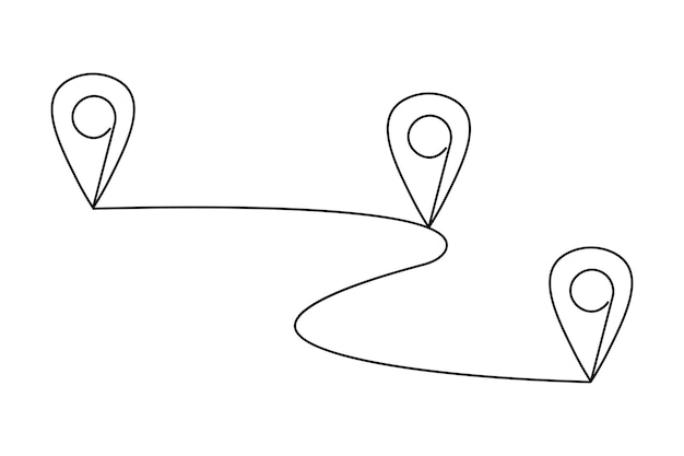Непрерывные карты маршрутов навигации по GPS с местоположением на одной линии