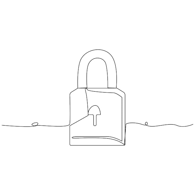 Vector continuous one line key lock outline vector art illustration