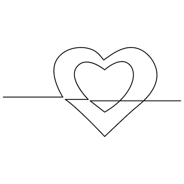 Continuous One line love shape outline vector art illustration and heart shape single line art