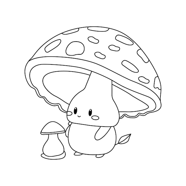 連続 1 行キノコのアウトライン ベクトル アート描画
