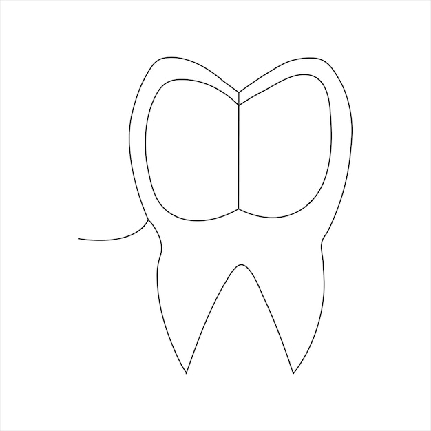 Vector continuous one line teeth drawing art design