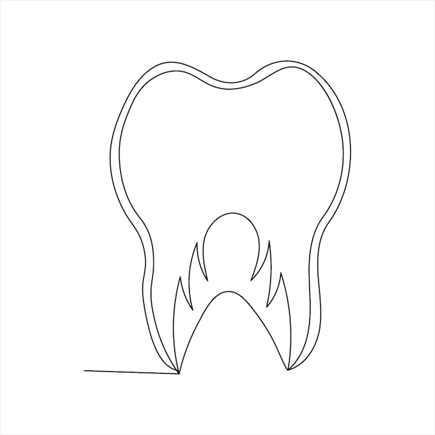 Vettore disegno artistico di disegno continuo di denti in una linea