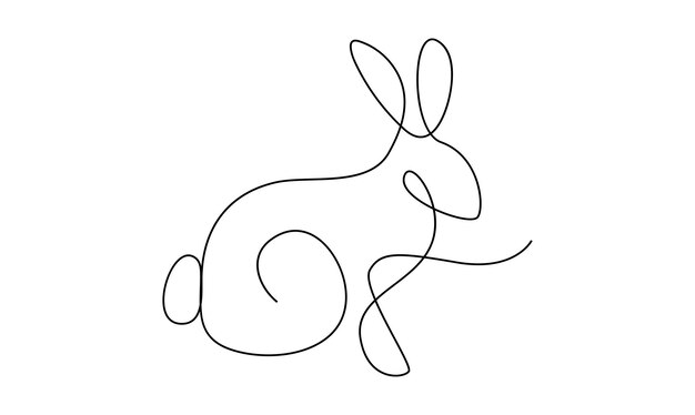 Continuous one simple single abstract line drawing of Rabbit pet animal