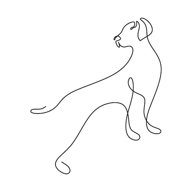 Vector continuous one single line of big dog isolated on white background