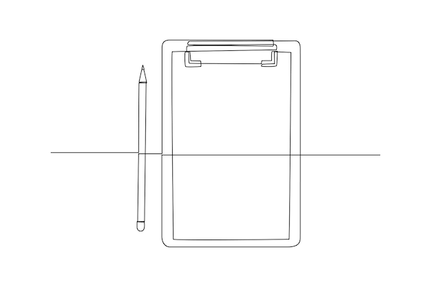 Vector continuous oneline drawing document and pencil beside it document thin concept