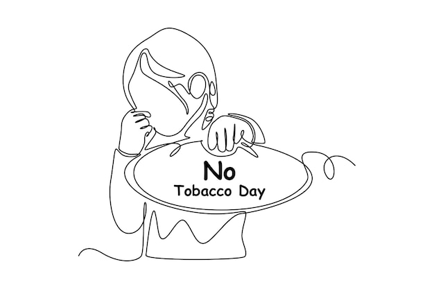 Continuous oneline drawing a handgiving love for no tobacco day No tobacco day concept