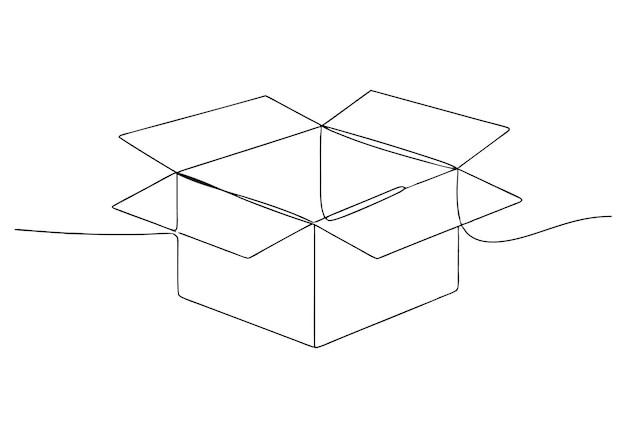 オープンボックスミニマリスト幾何学芸術の連続ワンライン描画