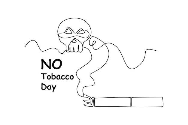 Continuous oneline drawing smoking is harmful to health No tobacco day concept