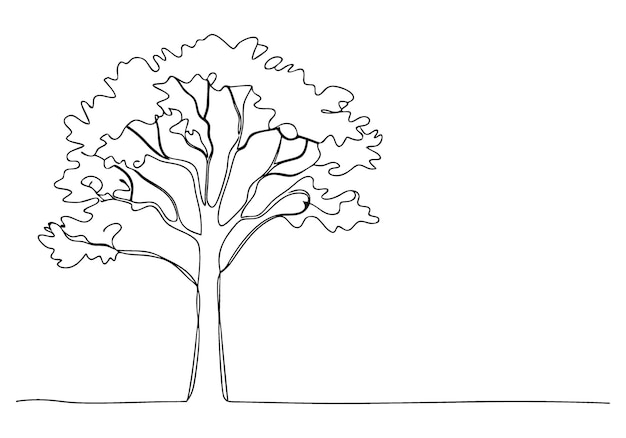 continuous oneline drawing of a tree minimalist nature art
