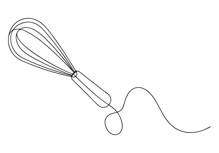 Vector continuous oneline drawing of a whisk minimalist kitchen tool art