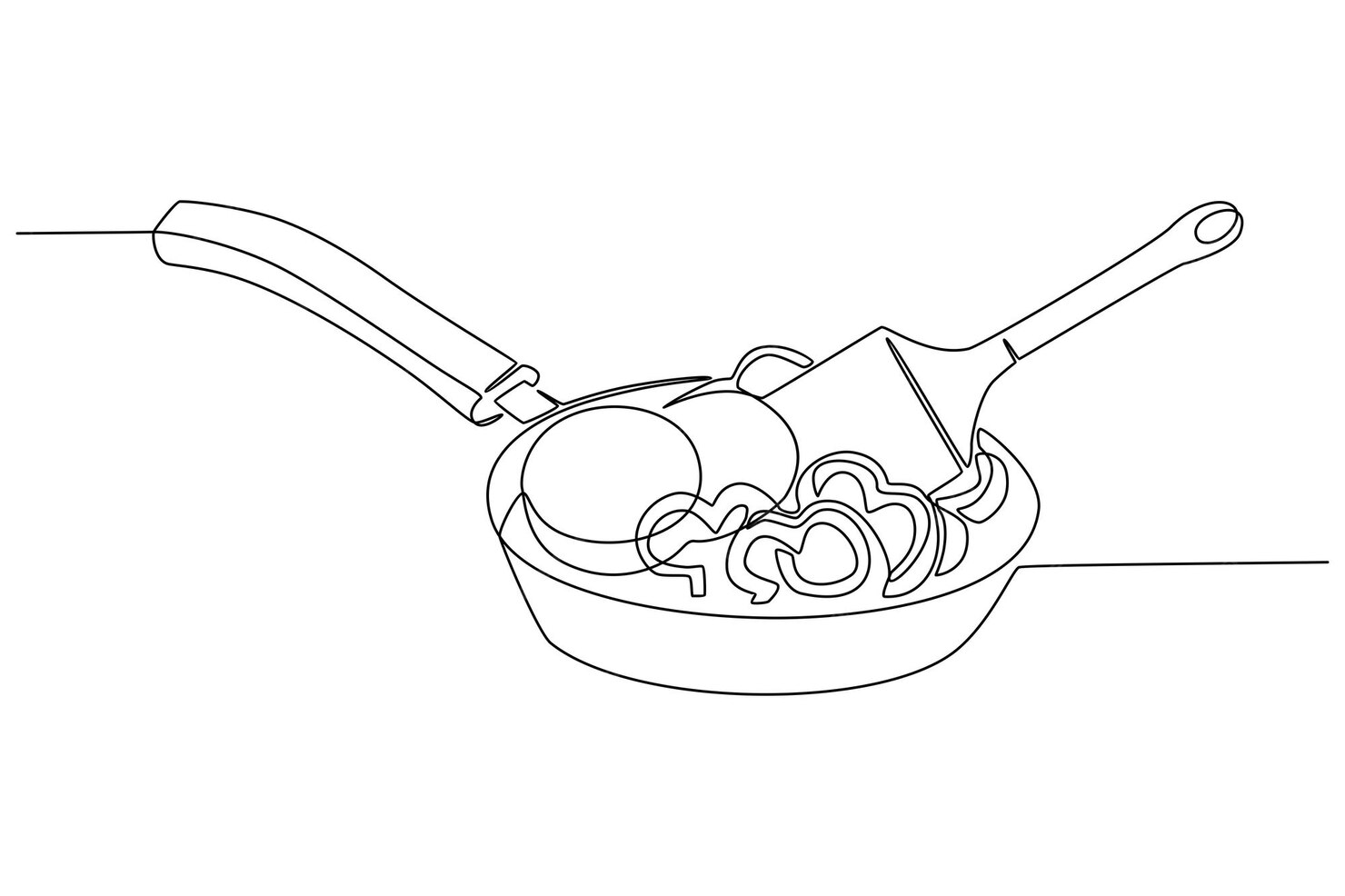 Premium Vector Continuous pan line drawing with fresh vegetable