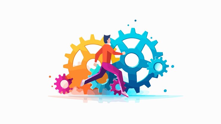 Vector continuous running gear vector icon concept for design projects