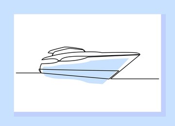 Continuous singe one line drawing art of luxury yacht speed boat