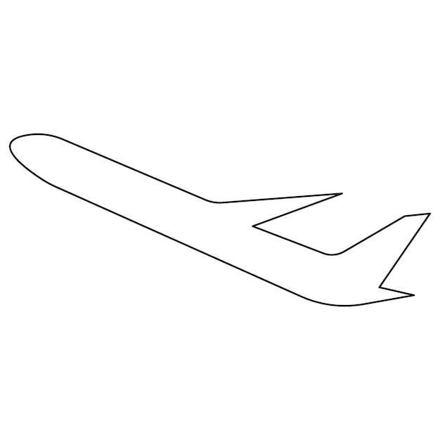 Vector continuous single line art drawing of airplane icon