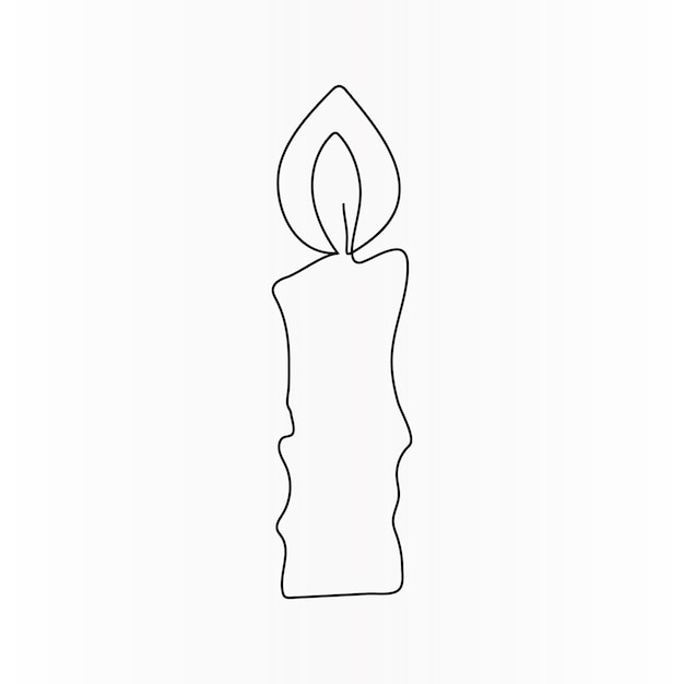Continuous single line art drawing of candle light design and one line outline vector art