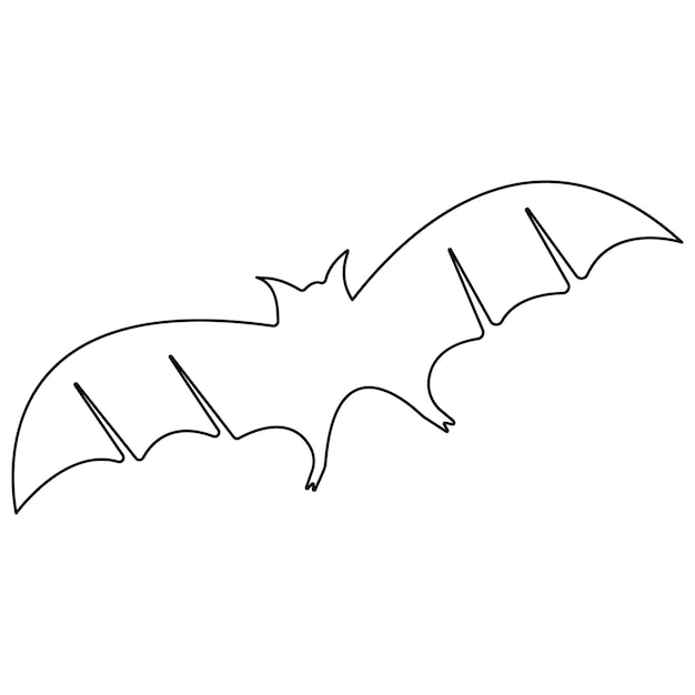 Vector continuous single line art drawing of cute flying bat for nature lover organization outline vector