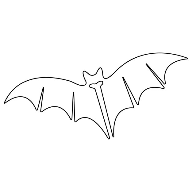 Vector continuous single line art drawing of cute flying bat for nature lover organization outline vector