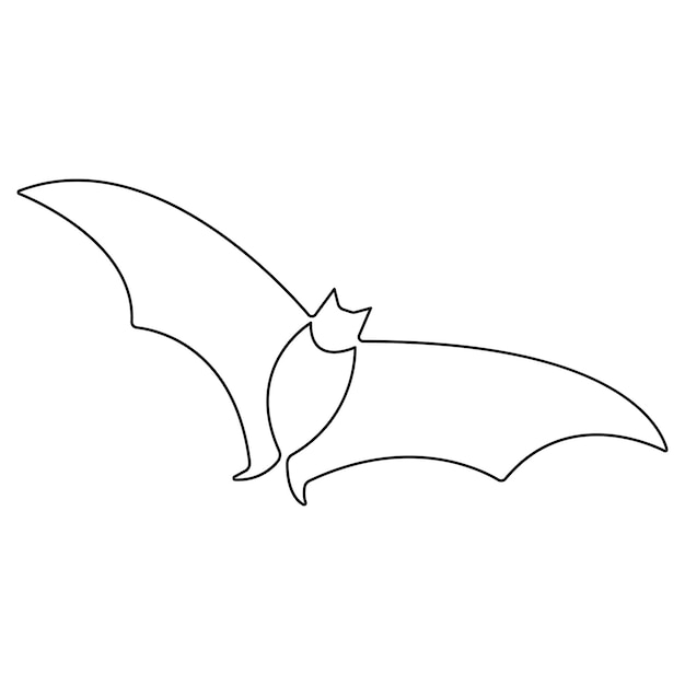 Vector continuous single line art drawing of cute flying bat for nature lover organization outline vector