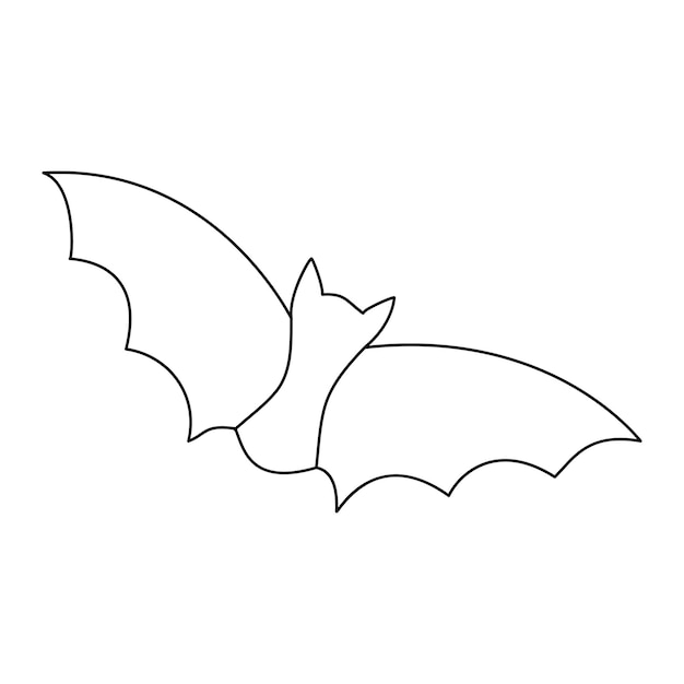 Vector continuous single line art drawing of cute flying bat for outline vector