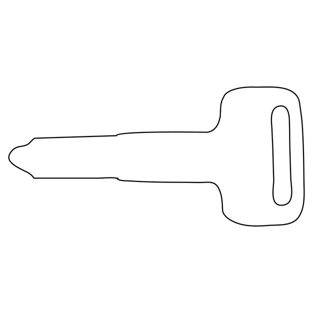 Continuous single line art drawing of lock key outline vector illustration