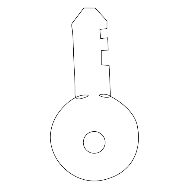 Vector continuous single line art drawing of lock key outline vector illustration