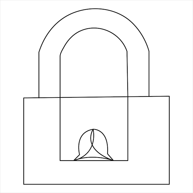 Continuous single line art drawing lock up design outline vector illustration minimalist