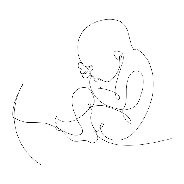 Continuous single line art drawing one line illustration art on Baby