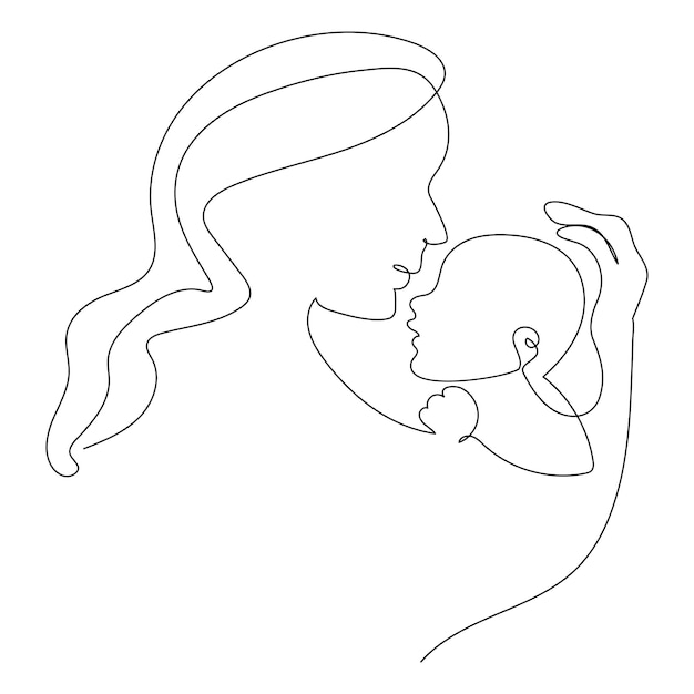 Vector continuous single line art drawing one line illustration art on baby