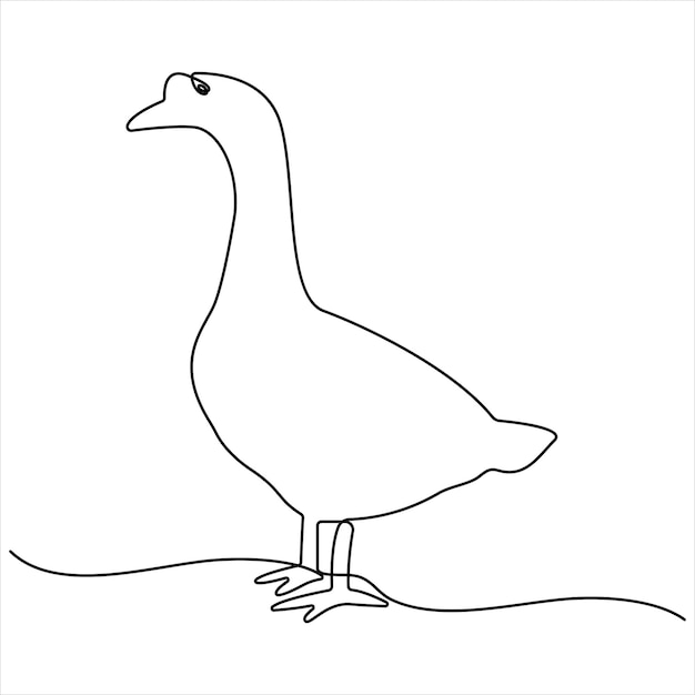 ペット動物のアヒルのコンセプトの連続的な単行線アート絵 単行線絵のスタイルイラスト