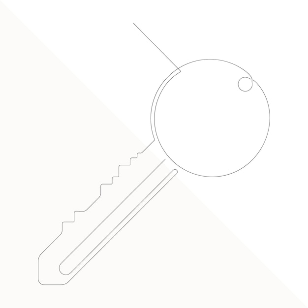 Continuous single line art of key House Key simple line drawing vector design