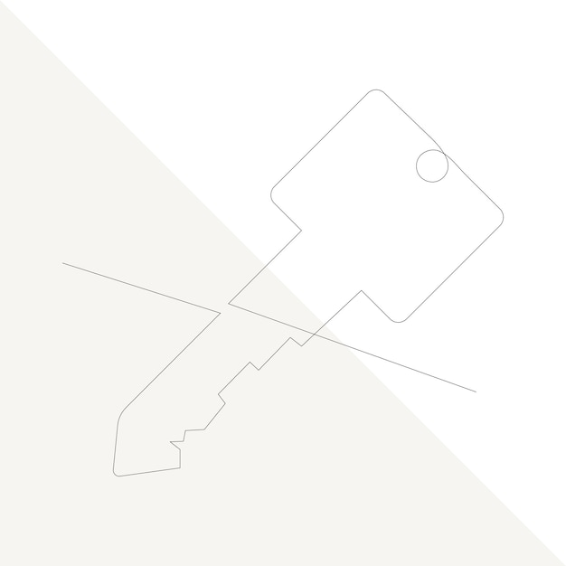 Continuous single line art of key House Key simple line drawing vector design