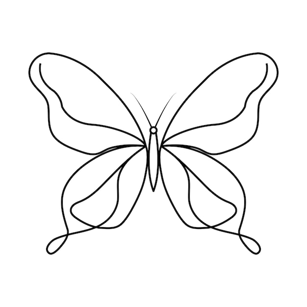 continuous single line butterfly drawing and one line vector art illustration