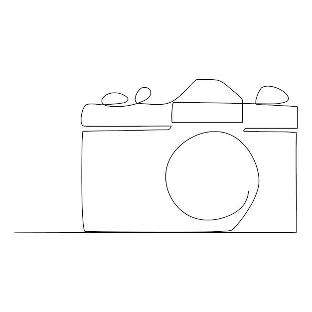 Continuous single line camera one line art drawing illustration art on camera