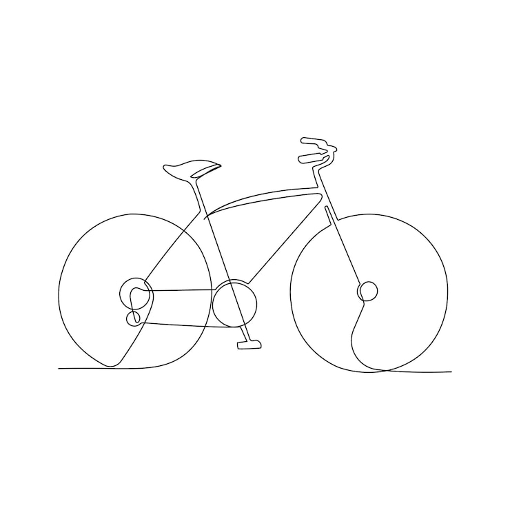 Vector 自転車と自転車の日コンセプトの連続的な単行線描画 一行ベクトルアートイラスト