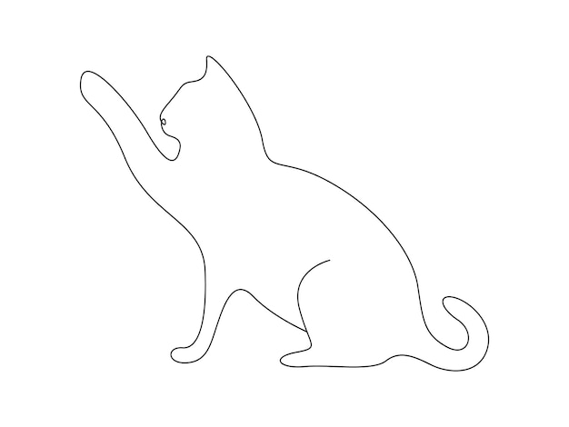 Continuous single line drawing of cute cat vector illustration pro vector