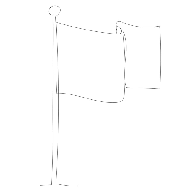 Continuous single line drawing flag